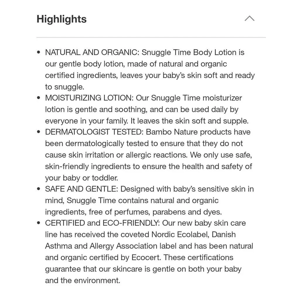 2x Bambo Nature Snuggle Time Baby Body Lotion Natural Organic Gentle Sensitive